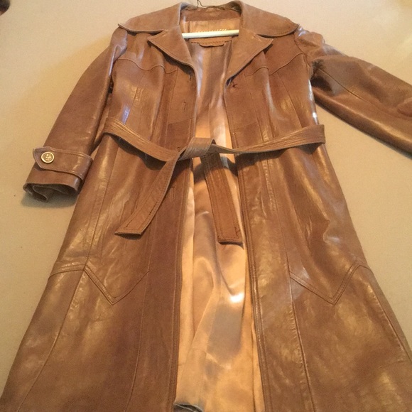 Vintage Leather Skin Gear Trench Coat 
